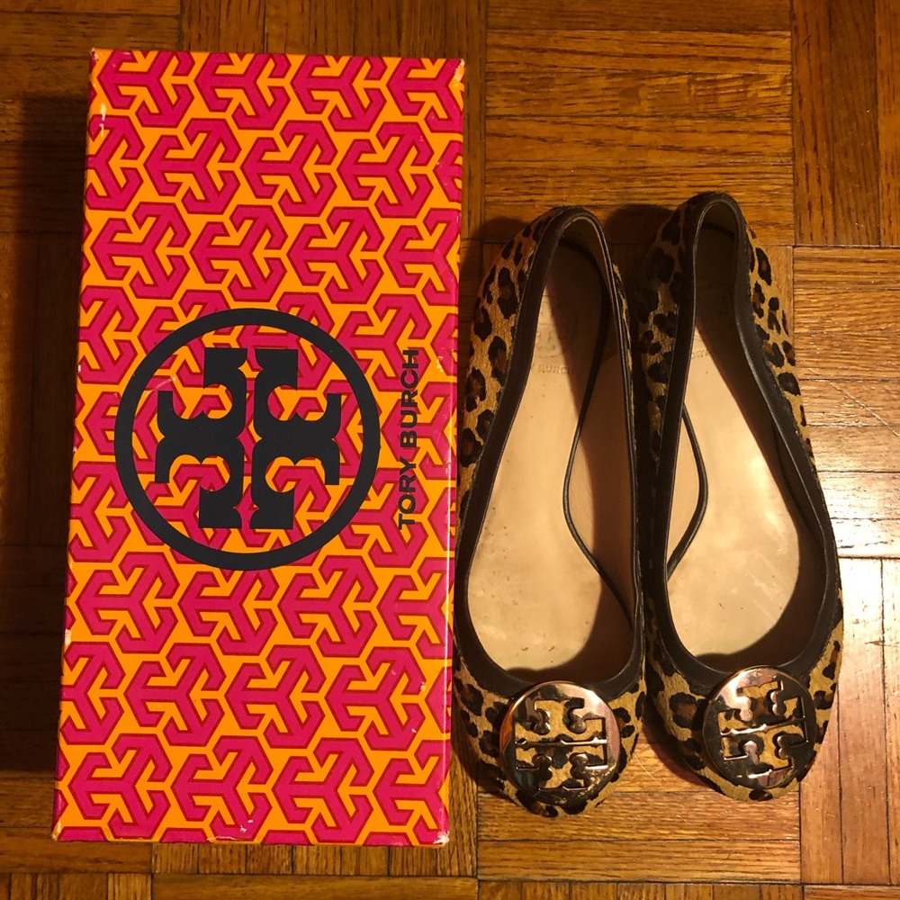 Tory Burch Leopard Print Calf Hair Flats